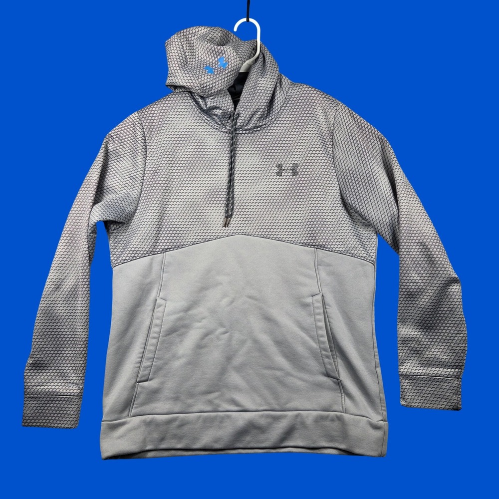 Under Armour Hoodie Mens Medium Grey Excellent Storm Fleece Pullover Geometric